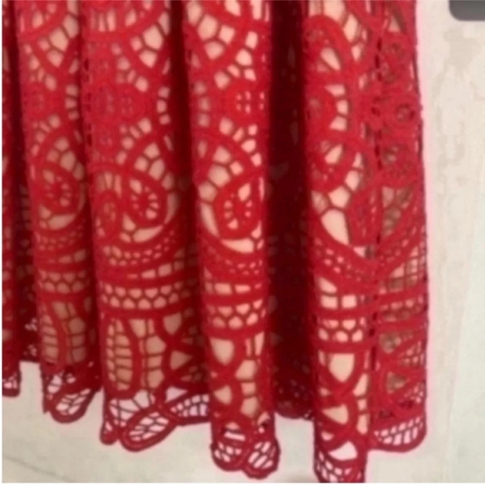 Anthropologie HD in Paris Lined Red Lace Dress - Picture 3 of 6